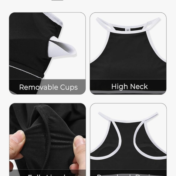 Black High-Neck Bikini with Racerback and High-Waisted Bottoms - Picture 4 of 4